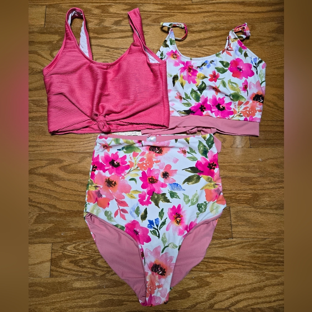 Floral and Pink Bikini Set